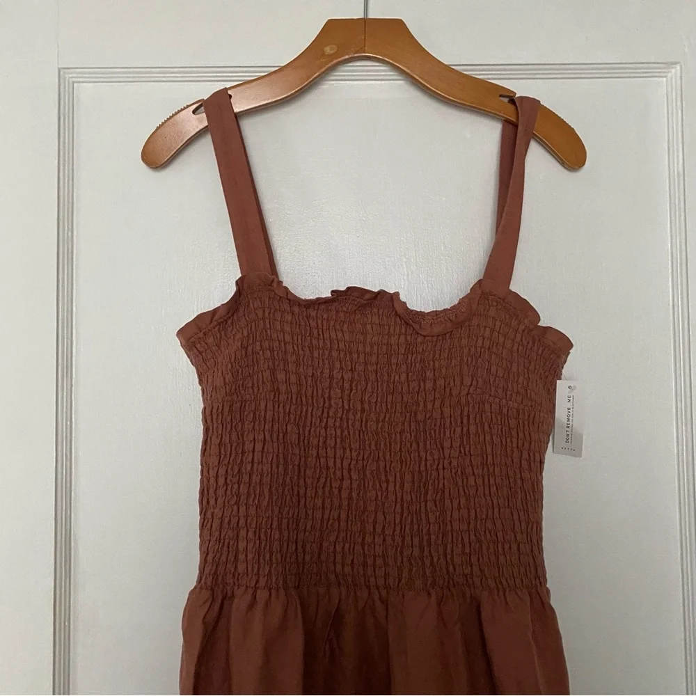 Women's Tan Smocked Maxi Dress - Picture 8 of 10